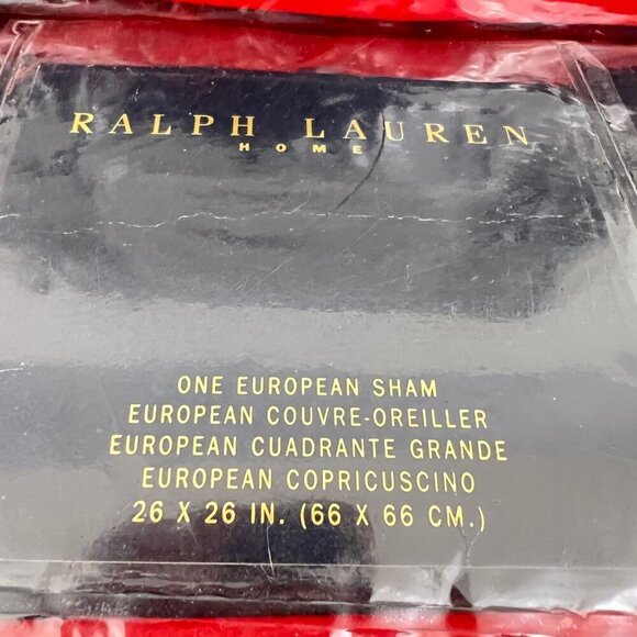 New Vtg Ralph Lauren European Sham Wool Leather Black Red 80s Classic 2 Flaw - Picture 3 of 15